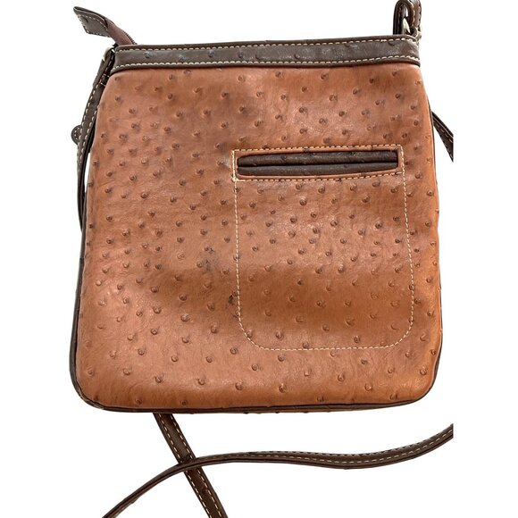 Brown Purse Crossbody Shoulder Bag Small Handbag Faux Ostrich Organizer Pockets - Picture 4 of 9